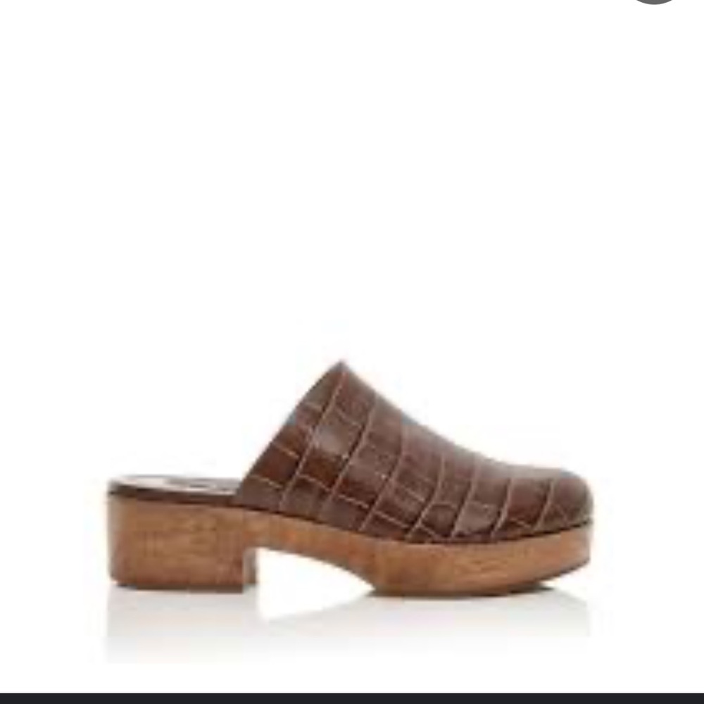 Aqua Brown Croc Block Heel Mules / Clogs size 7